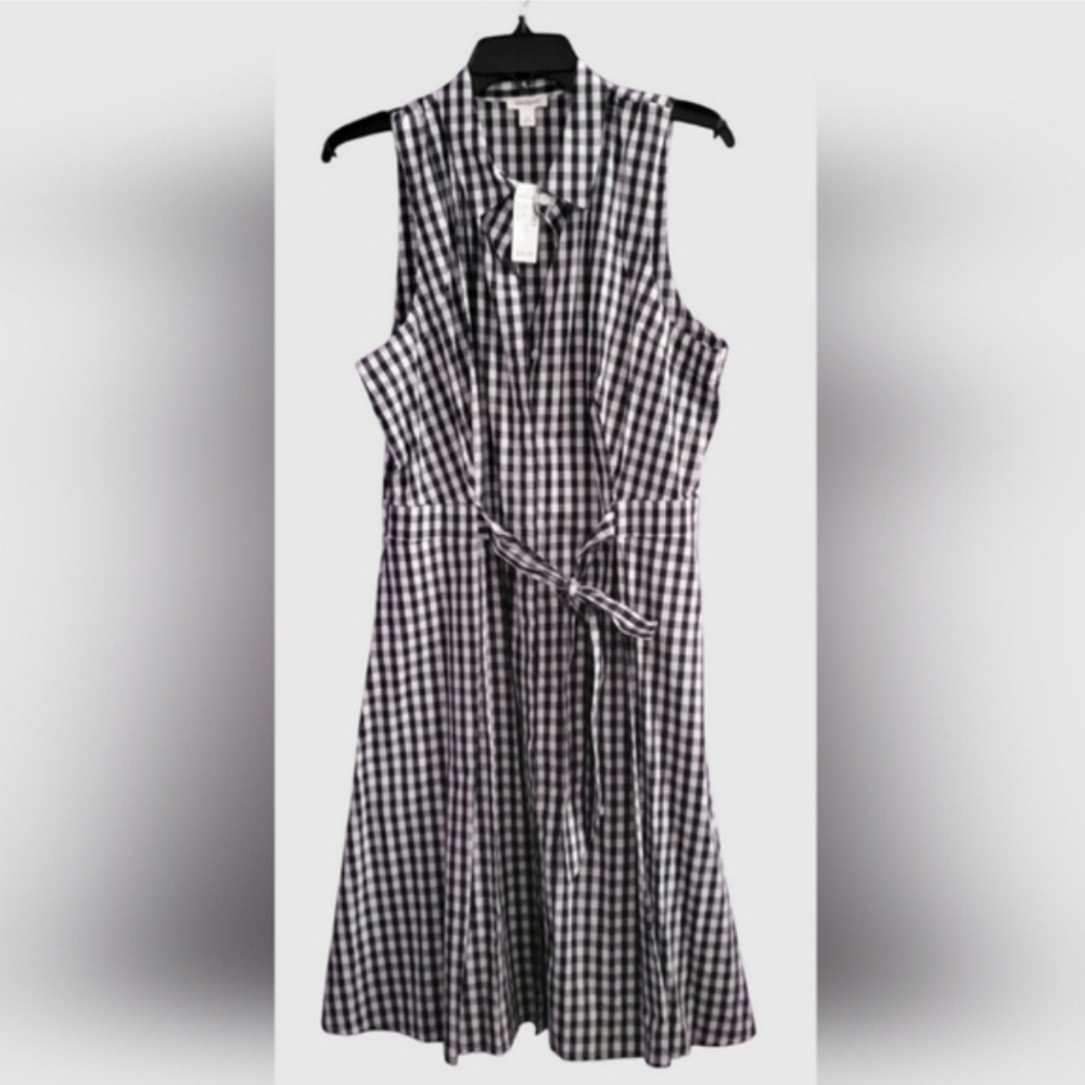 Dark Blue and White Gingham Dress